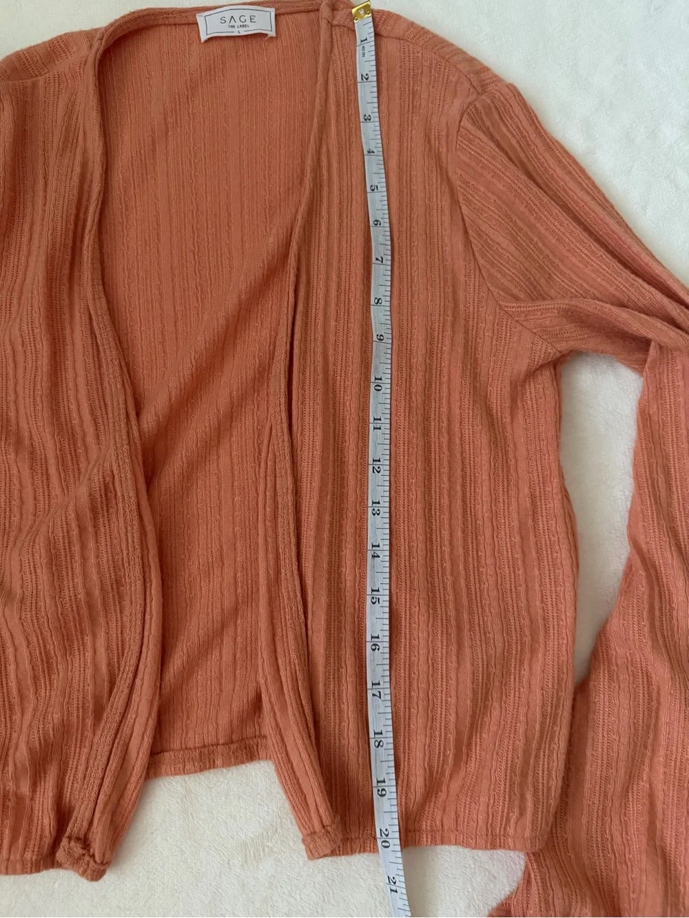 Sage The Label 2 Piece Cardigan & Cami Set Large Rust Terracotta Rib Knit